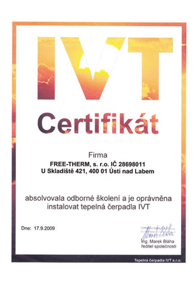 Free-therm: Získané certifikáty